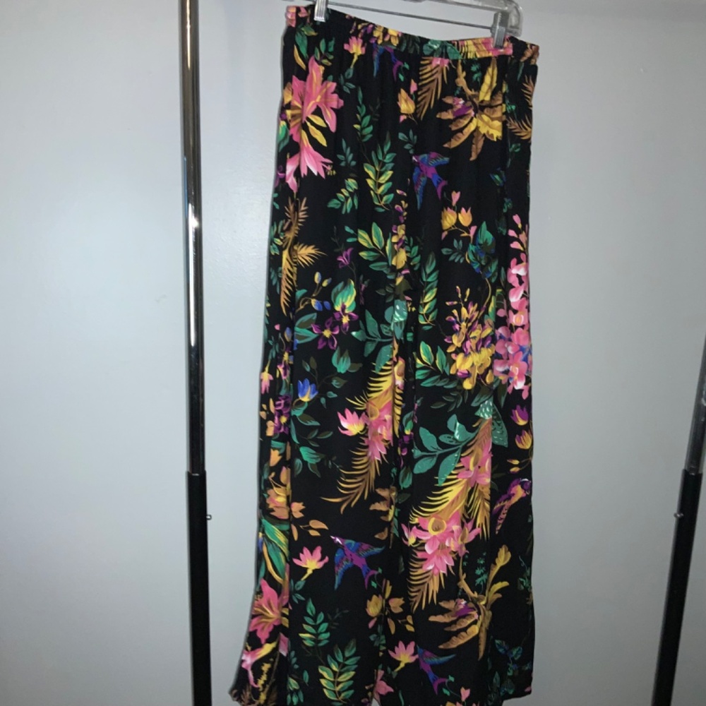Rachel Roy tropical floral palazzo pants measures as M elastic waist drawstring - Picture 4 of 7